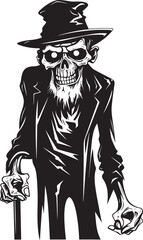 Cadaverous Countenance Iconic Vector Logo Design Featuring a Frightening Elderly Zombie Zombie Zenith Black Symbolic Logo Expressing the Horror of an Old Man
