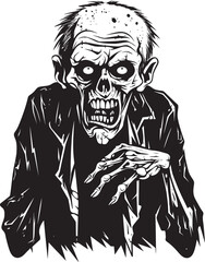 Macabre Maestro Vector Black Icon Symbolizing the Horror of an Elderly Zombie Zombie Zephyr Sleek Black Logo Design Signifying the Frightening Terror of an Old Man - obrazy, fototapety, plakaty