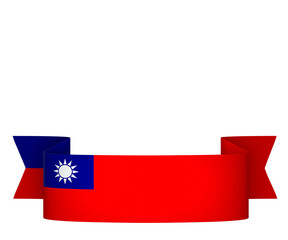 Taiwan flag element design national independence day banner ribbon png
