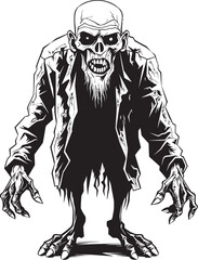 Fototapeta premium Creepy Corporeal Vector Icon Signifying the Horror of an Elderly Zombie in Black Nightmare Necrosis Black Logo Design Expressing the Spooky Presence of a Scary Old Zombie