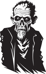 Cadaverous Countenance Black Logo Design Expressing the Horror of an Elderly Man Macabre Maestro Sleek Vector Symbol Capturing the Frightening Terror of a Zombie in Black