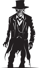 Creepy Corporeal Iconic Black Logo Design Signifying the Horror of a Scary Old Zombie Nightmare Necrosis Dynamic Vector Icon Embracing the Spooky Presence of an Elderly Zombie