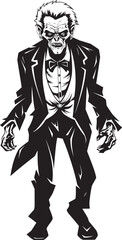 Zombie Zenith Dynamic Black Logo Design Featuring a Scary Old Man Cadaverous Countenance Sleek Vector Icon Signifying the Spooky Horror of a Zombie in Black