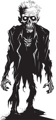 Grim Ghoul Black Logo Design with a Frightening Zombie Man Icon Zombie Zenith Iconic Vector Symbol Capturing the Dread of an Elderly Zombie in Black