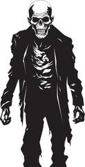 Zombie Zephyr Iconic Vector Symbol Expressing the Frightening Presence of a Scary Zombie in Black Undead Uproar Dynamic Black Logo Design Featuring a Terrifying Old Zombie