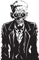 Zombie Zenith Vector Black Logo Design for the Frightening Undead Haunted Hues Black Symbol Signifying the Dread of a Scary Zombie Man