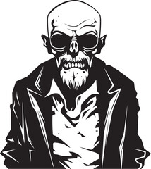 Zombie Zenith Iconic Black Logo Design for the Frightening Horror of a Scary Old Man Elderly Eerie Vector Black Icon Signifying the Spooky Dread of an Undead