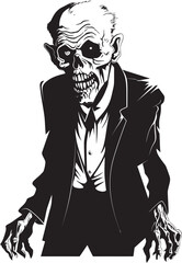 Ghastly Grandfather Black Symbol Expressing the Spooky Dread of an Elderly Zombie Spectral Sire Dynamic Black Logo Design for the Frightening Horror of a Scary Old Man