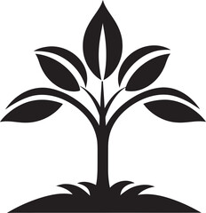 Natures Mark Vector Tree Plantation Symbol in Black 