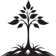 Sustainable Growth Iconic Black Symbol of Tree Plantation 