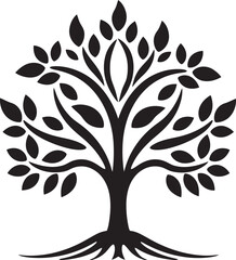 Silhouetted Sapling Iconic Vector Tree Plantation Symbol in Black 