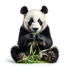 Fototapeta premium giant panda eating bamboo