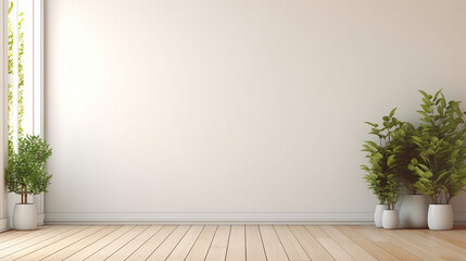 view of white empty room and wood laminate floor frame - obrazy, fototapety, plakaty