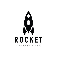Rocket logo simple design silhouette brand space vehicle minimalist illustration template