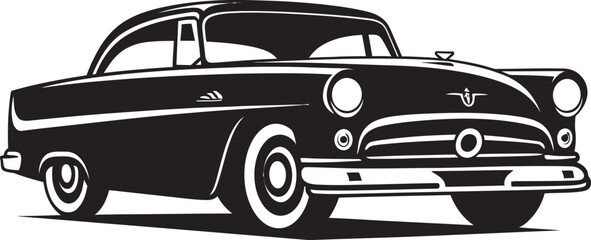 Retro Revival Iconic Black Symbol with Vintage Car Vector 