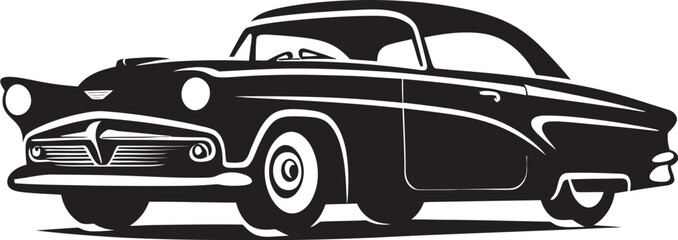 Retro Wheels Sleek Black Logo Design Featuring Vintage Cars 