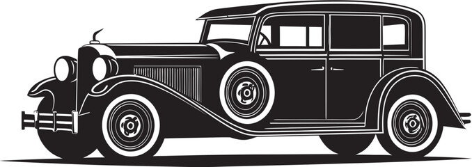 Nostalgia Motors Dynamic Black Logo Design with Vintage Car Vector 