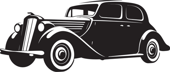 Time Tested Elegance Vintage Car Vector Logo in Black 