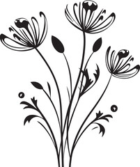 Floral Harmony Sleek Iconic Symbol of Wildflowers in Black 