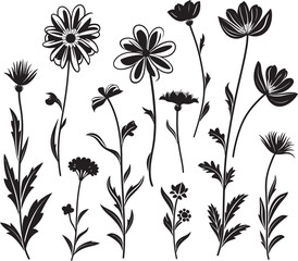 Floral Whispers Sleek Black Icon Design for Wildflowers 