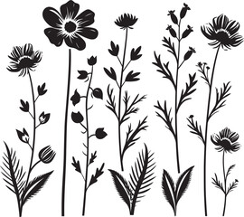 Blossoming Beauty Wildflower Vector Black Logo Design  - obrazy, fototapety, plakaty