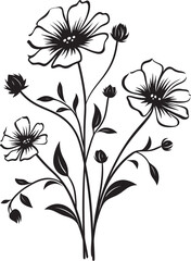 Fototapeta premium Enchanted Blooms Dynamic Black Logo with Wildflower Symbol 