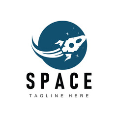 Rocket logo simple design silhouette brand space vehicle minimalist illustration template