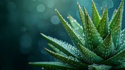 Fototapeta premium Aloe Vera, fresh leaf of Aloe Vera in farm garden with a natural background sun light and bokeh nature green