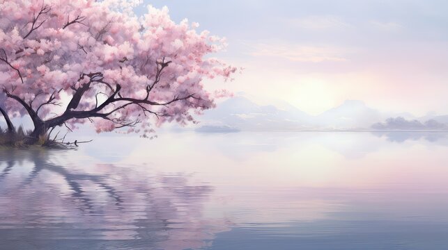 dreamy scene pastel background illustration serene gentle, peaceful tranquil, delicate soothing dreamy scene pastel background