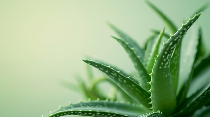 Fototapeta premium Aloe Vera, fresh leaf of Aloe Vera in farm garden with a natural background sun light and bokeh nature green