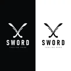 Fotobehang Sword weapon inspiration silhouette design illustration simple minimalist sword logo template © Arya19