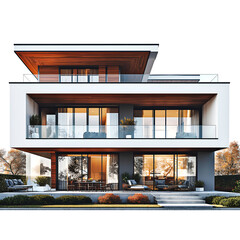 modern building with windows on white background