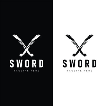 Sword weapon inspiration silhouette design illustration simple minimalist sword logo template