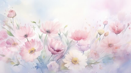nature watercolor flower background illustration colorful vibrant, garden spring, summer water nature watercolor flower background