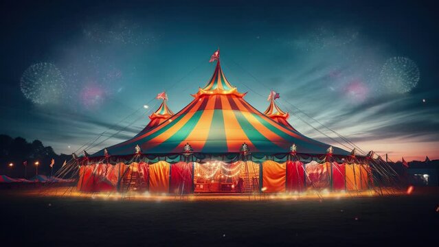 a circus tent joyful in carnival day. brazilian carnival. 4k video of a circus tent