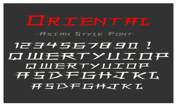 Asian oriental style font vector image template