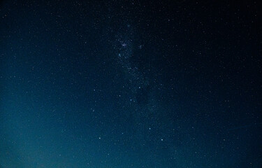 Starry night sky filled with luminous stars, illuminating the dark blue expanse.