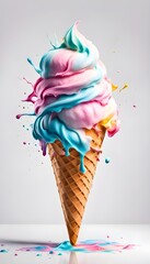 Cotton Candy Ice Cream Cone