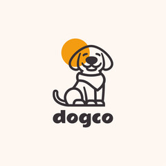 Vector Logo Illustration Dog Line Art Style.