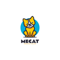 Vector Logo Illustration Cat Simple Mascot Style.