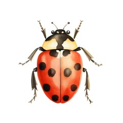 beautiful illustration isolated ladybug on a white background watercolor painted by hand art for wallpaper.