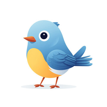 recommend clip art: Cute little blue yellow bird cartoon