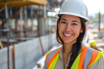 Woman, construction worker and portrait with a smile for engineering and Arms crossed,