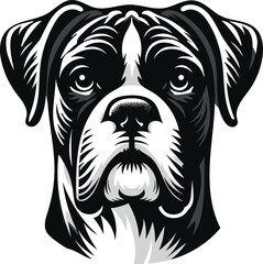  Boxer dog face - isolated outlined vector illustration
