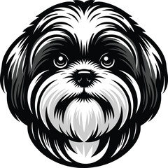 Yorkshire Terrier dog face - isolated outlined vector illustration