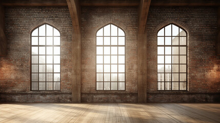 empty loft industrial grunge interior old brick wall design