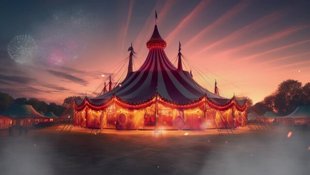 a circus tent joyful in carnival day. brazilian carnival. 4k video of a circus tent