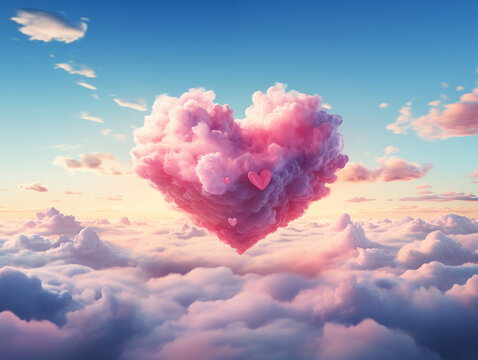 Heart-shaped cloud in the sky. Valentine's day concept.