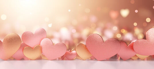 Valentine's day background with hearts and  bokeh lights