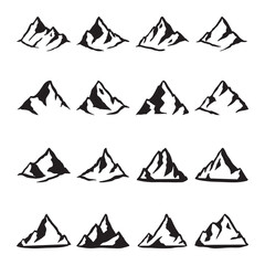 set of mountain silhouette vector